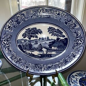 Blue and White Floral Decorative Plate